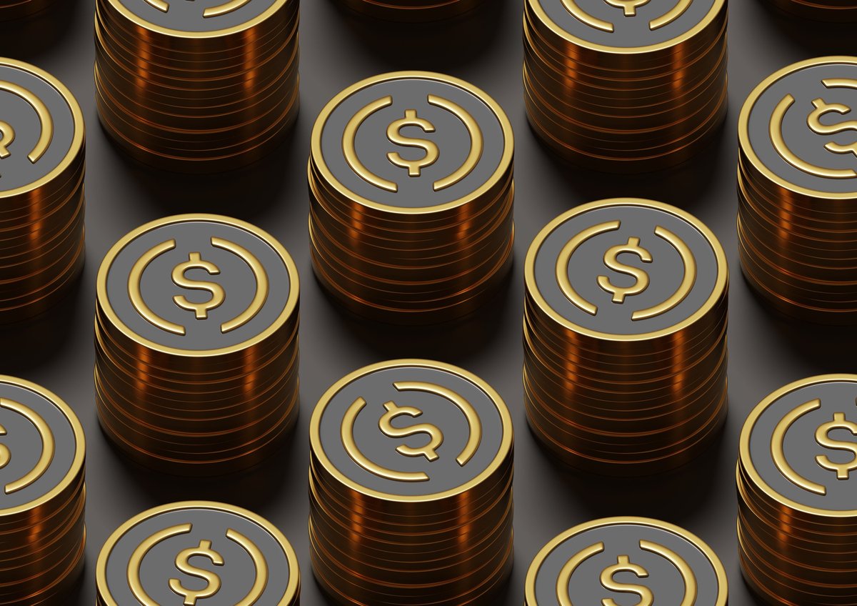 An isometric pattern of golden coins